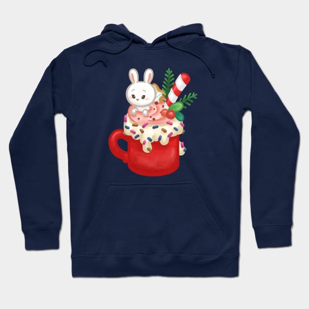 Bunny Christmas Drink Hoodie by Khotekmei